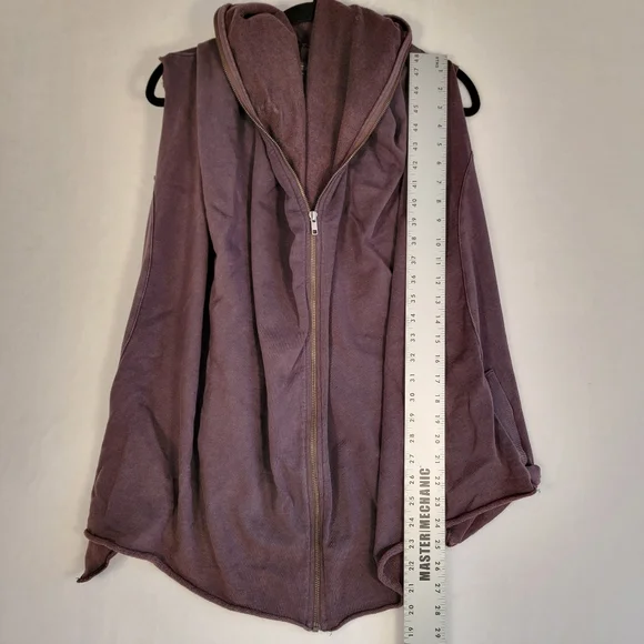 Men’s Sz 10 All Saints Spitafields Brown Cotton Distressed Festival Hooded Vest - Picture 4 of 14